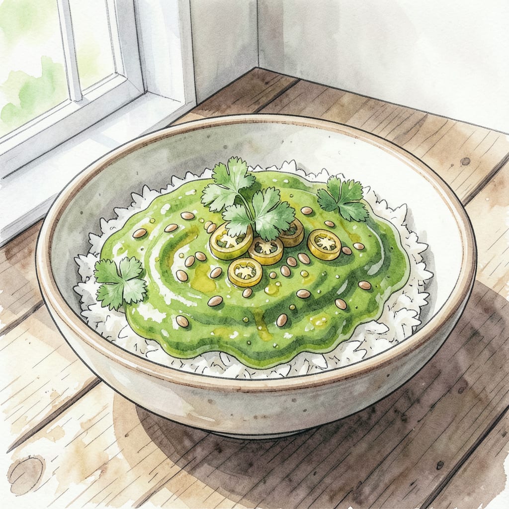 Visual representation of Jimmy Changas' Green Sauce Recipe: Spicy Condiment Perfection