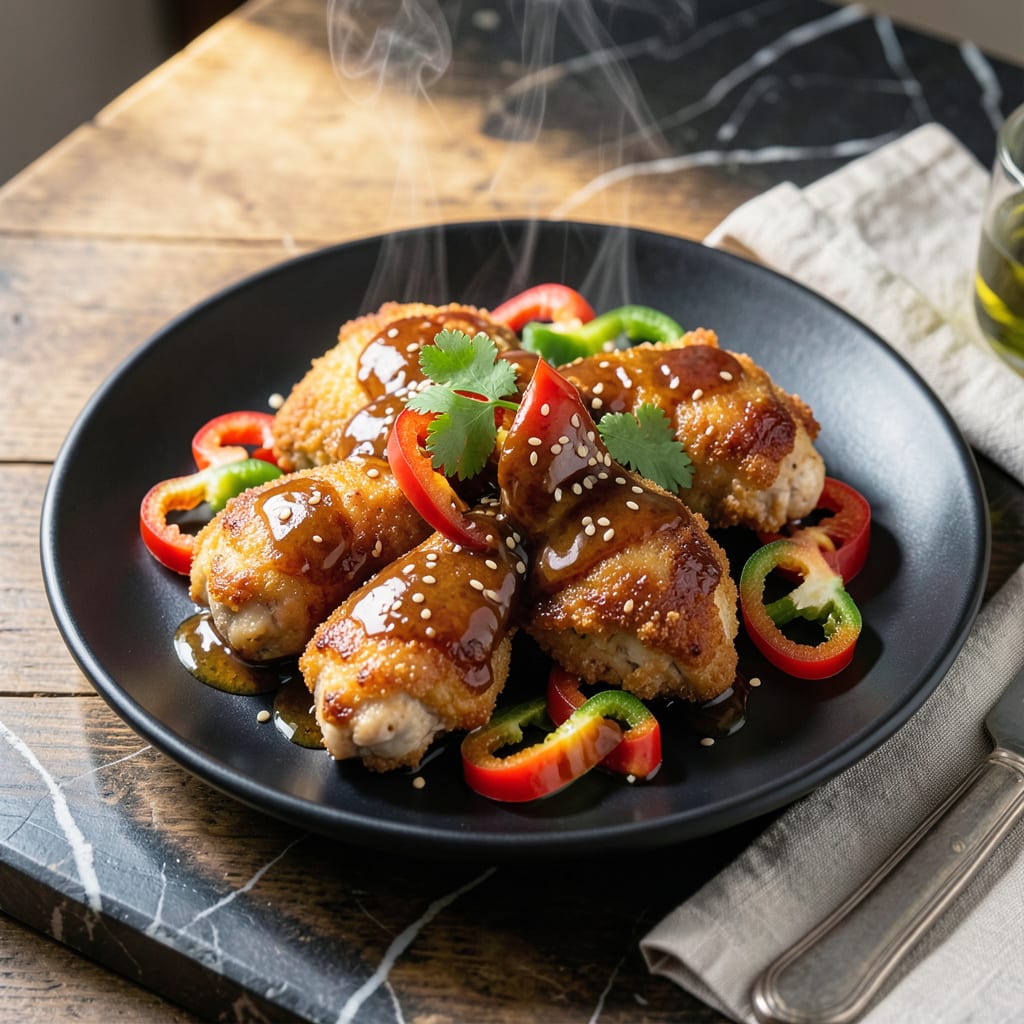 Kikkoman Sweet and Sour Sauce Chicken Recipe: Crispy Coated in Tangy Glaze example with annotations