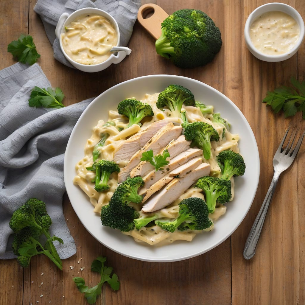 Knorr Chicken Broccoli Alfredo Recipe: Creamy One Pot Wonder illustration with key details