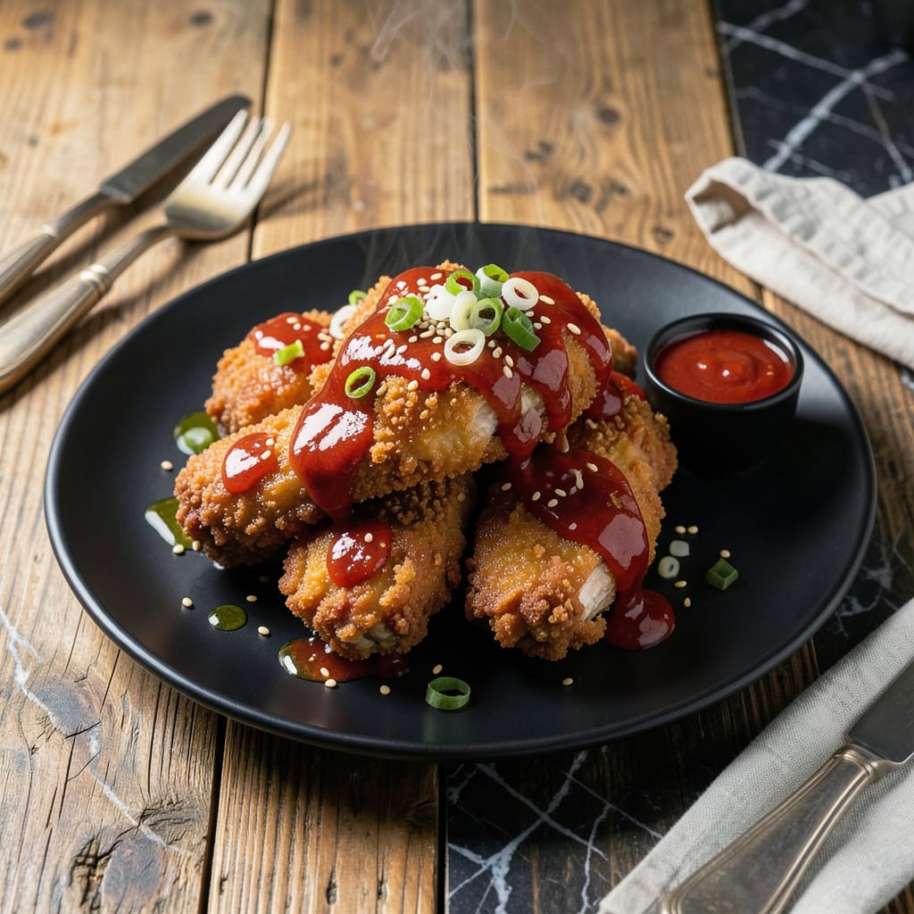 Korean Fried Chicken Gochujang Sauce Recipe: Double Fried Crisp With Spicy Sweet Glaze detailed visual guide
