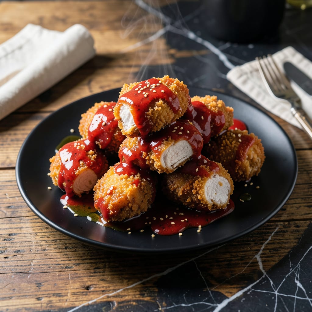 Korean Fried Chicken Red Sauce Recipe: Spicy Gochujang Glaze for Crispy Bites example with annotations