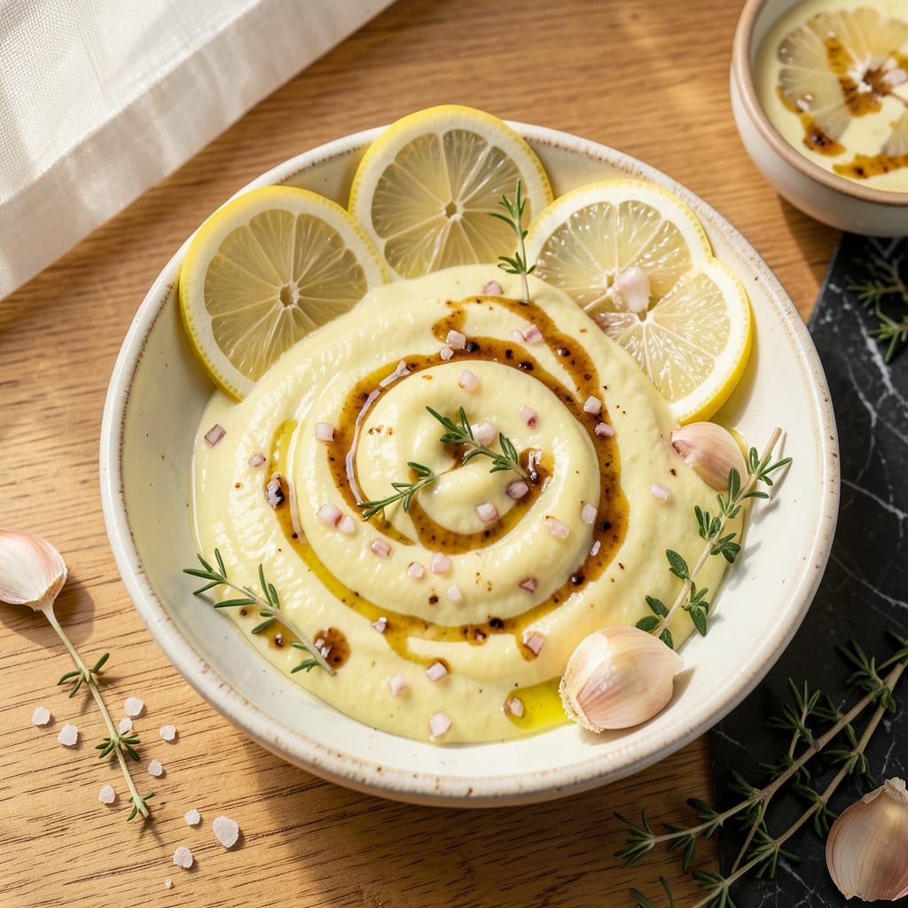 lemon garlic sauce recipe illustration with key details