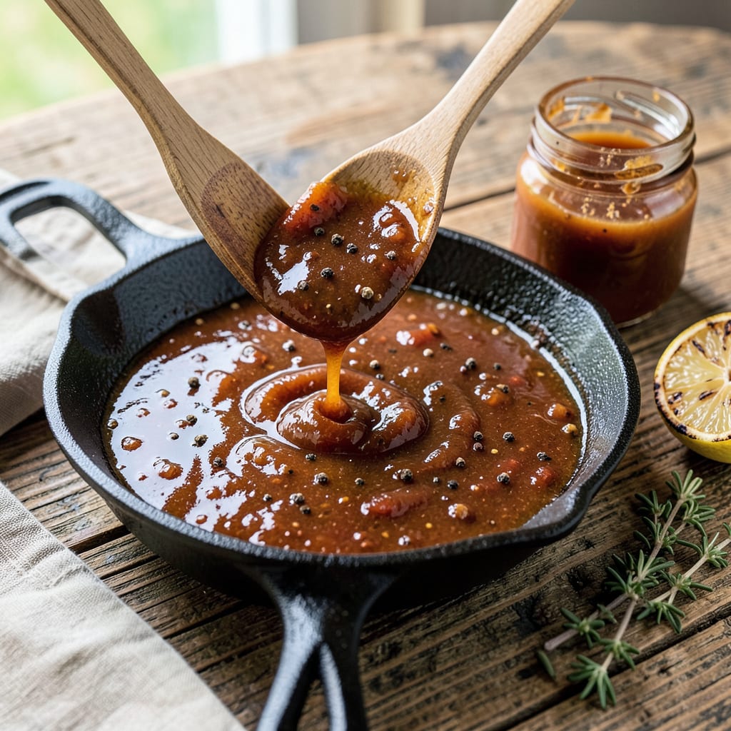 Lexington Style BBQ Sauce Recipe: Tangy Vinegar Based Dip for Pulled Pork illustration with key details
