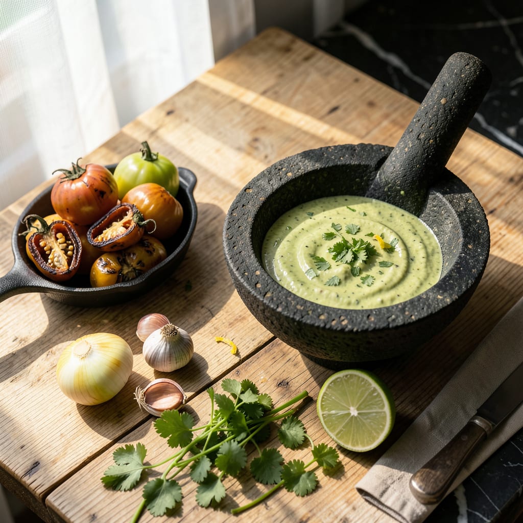Los Cucos Green Sauce Recipe: Tangy Tomatillo Magic for Tacos and More illustration with key details