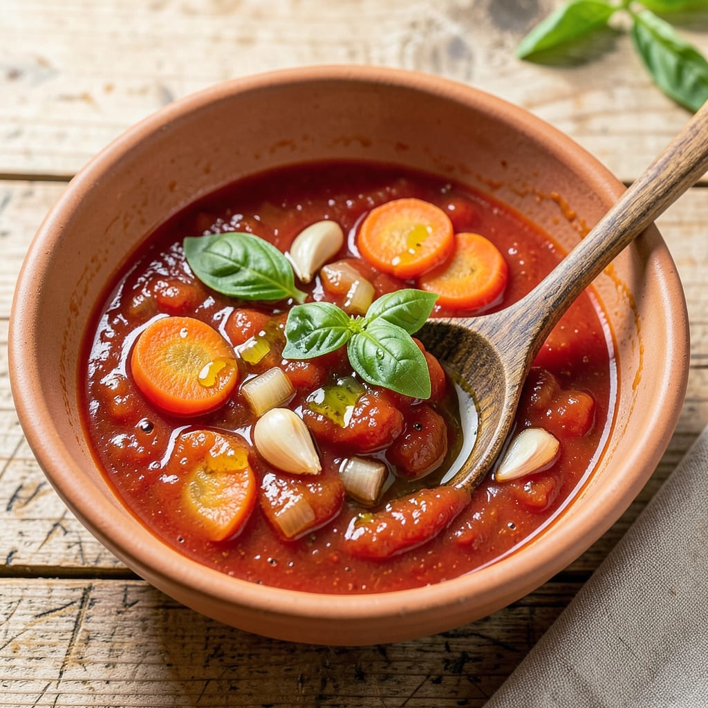 low acid tomato sauce recipe example with annotations