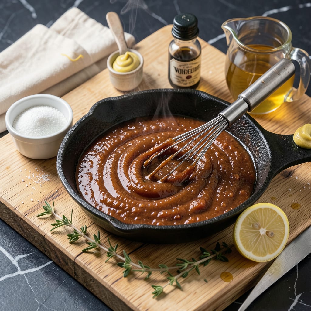 low sugar bbq sauce recipe illustration with key details