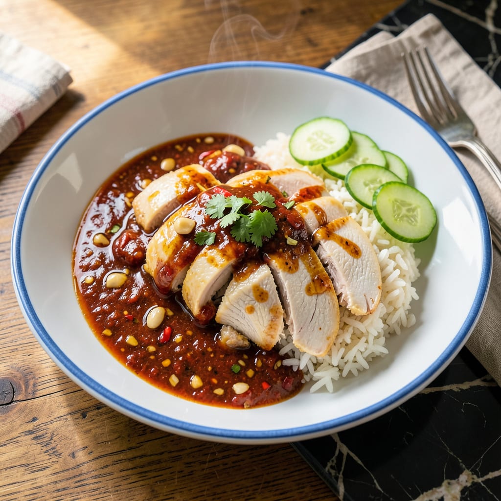 Visual representation of Malaysian Chicken Rice Chilli Sauce Recipe: Spicy and Aromatic Dipping Essence