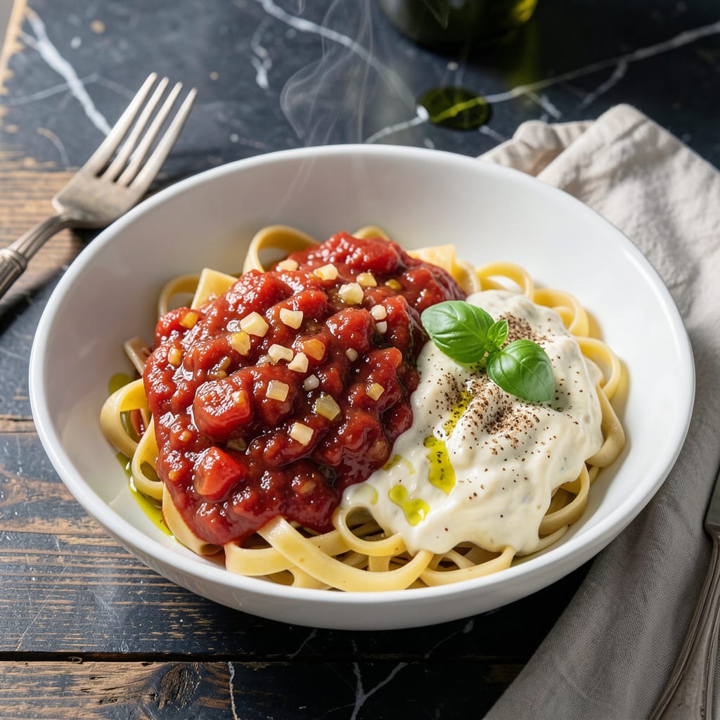 Complete Marinara and Alfredo Sauce Recipe: Dual Italian Classics in One Pot overview image