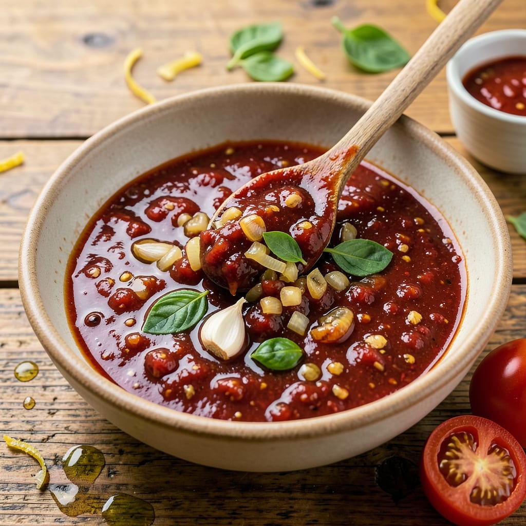 Visual representation of marinara dipping sauce recipe