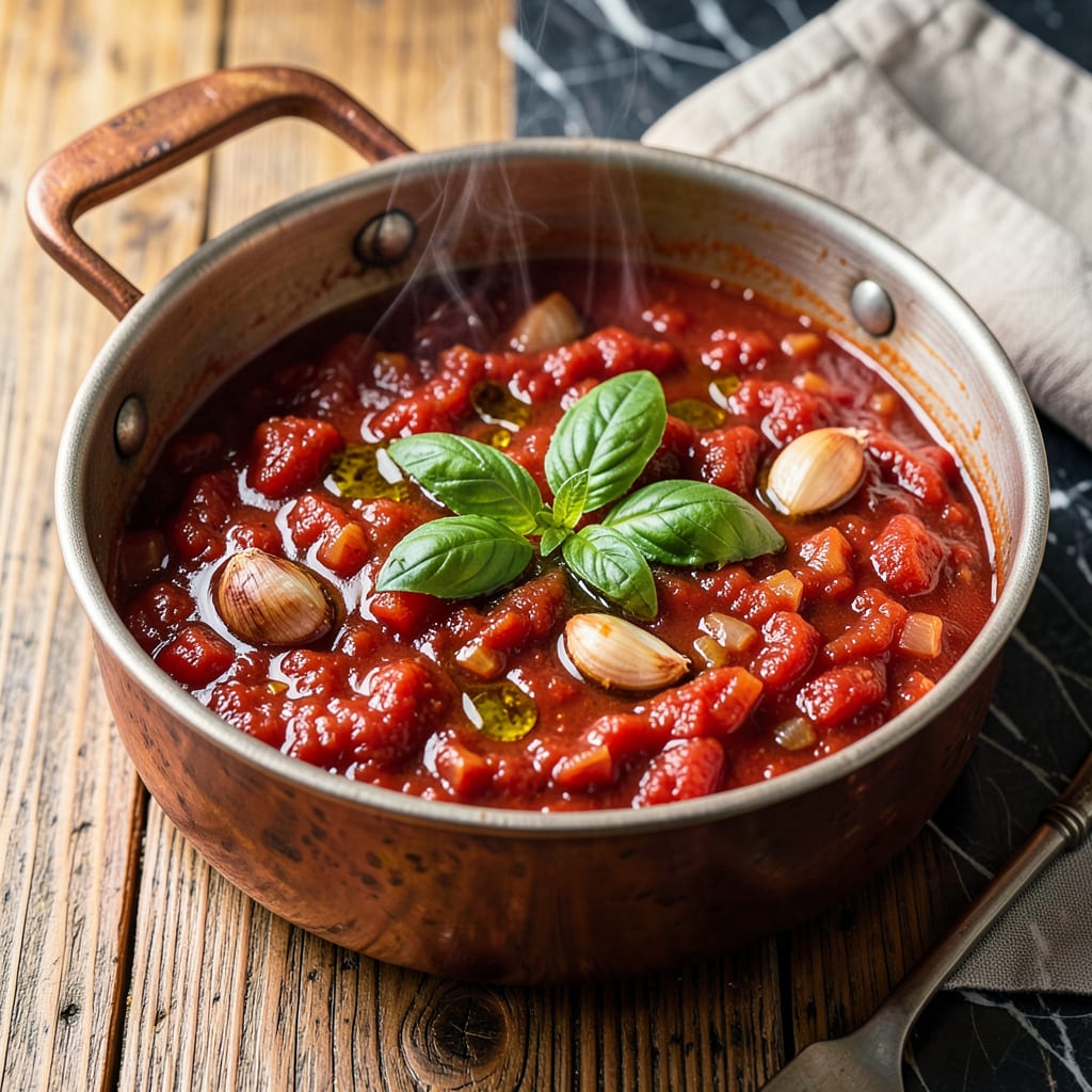 Visual representation of Marinara Sauce Recipe Tomato Sauce: Authentic Italian Simmered with Fresh Basil