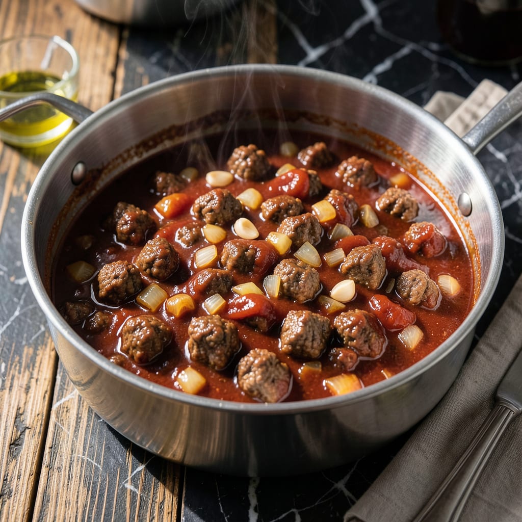 Visual representation of Meat Sauce Recipe With Jar Sauce: No Fuss Simmer to Rich Depth