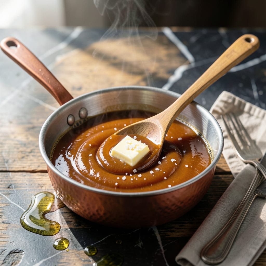 Old Fashioned Caramel Sauce Recipe: Rich Buttery Smoothness for Desserts example with annotations