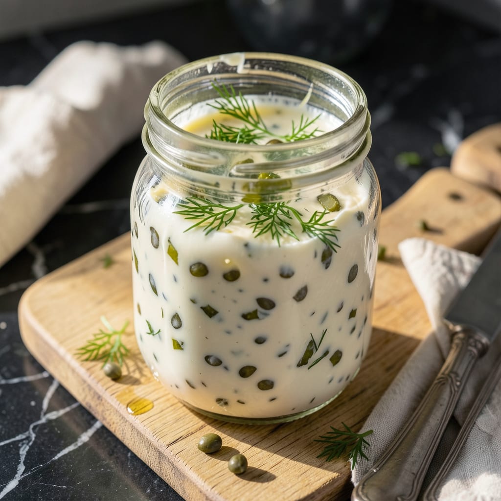 Old Fashioned Tartar Sauce Recipe: Classic Pickle and Caper Creaminess example with annotations