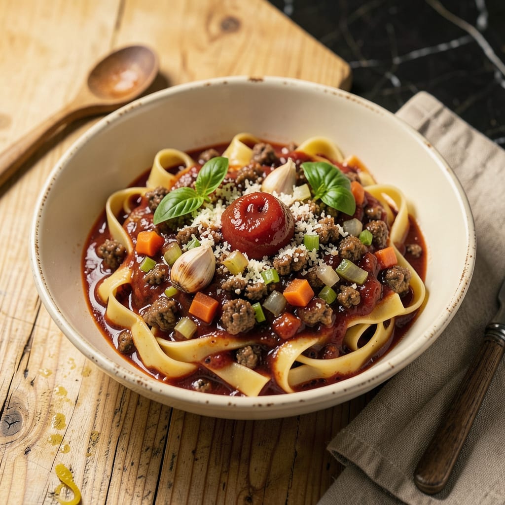 olive garden meat sauce recipe illustration with key details
