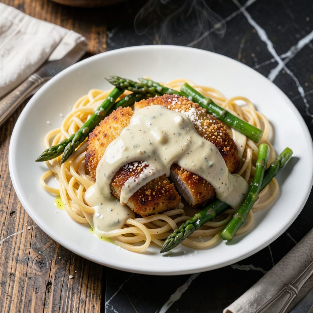 Visual representation of Parmesan Chicken Creamy Garlic Sauce Recipe: Golden Crust With Velvety Sauce