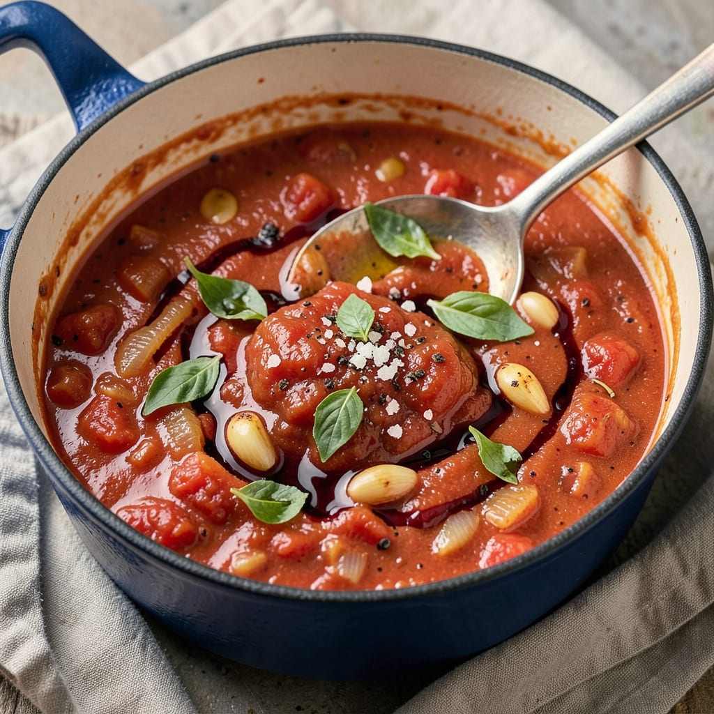 Visual representation of Pasta Sauce Recipe: Rich Tomato Basil Simmered to Perfection