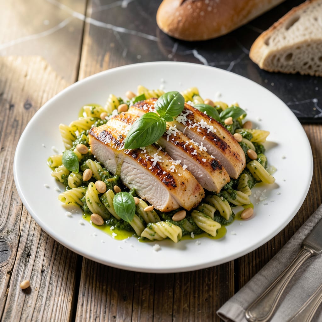 Comprehensive Pasta With Chicken and Pesto Sauce Recipe: Basil Infused Weeknight Dinner visual reference