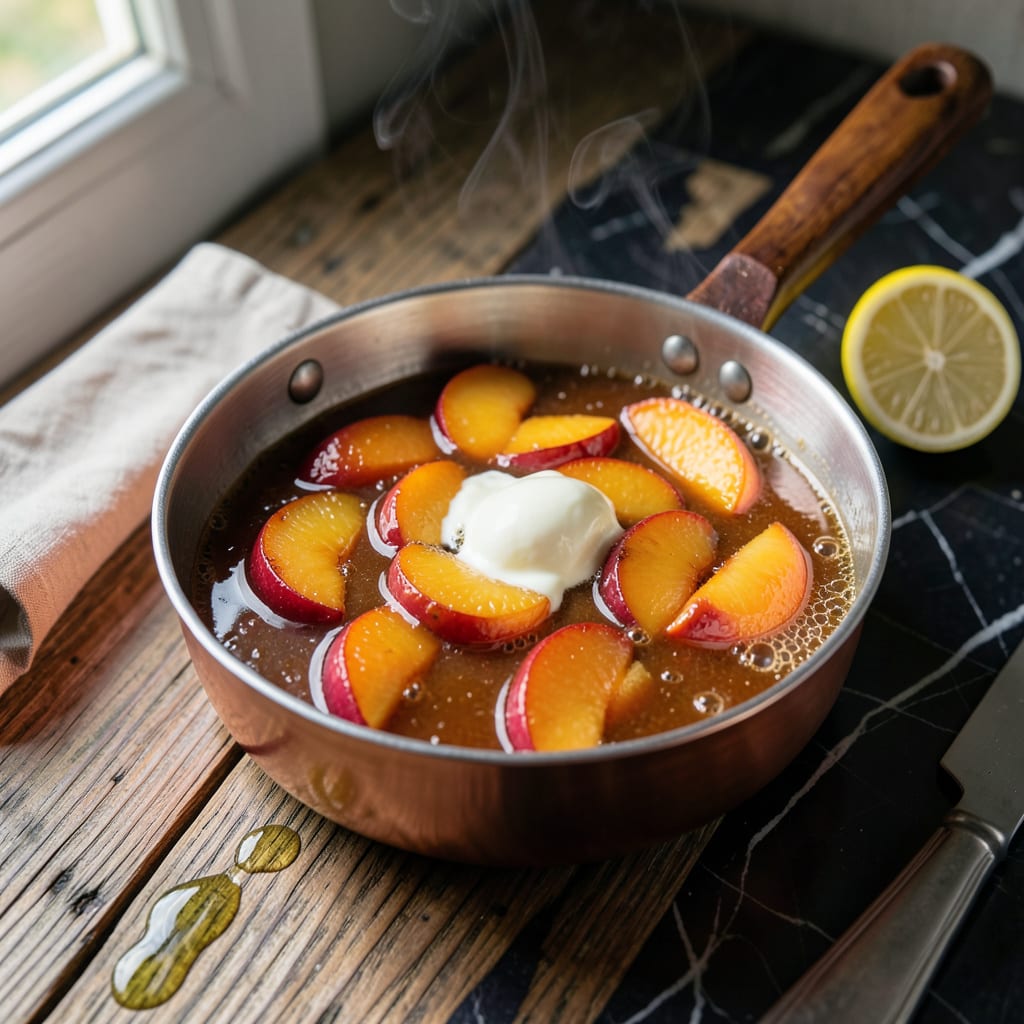 Peach Bourbon Sauce Recipe: Southern Inspired Glaze for Desserts illustration with key details