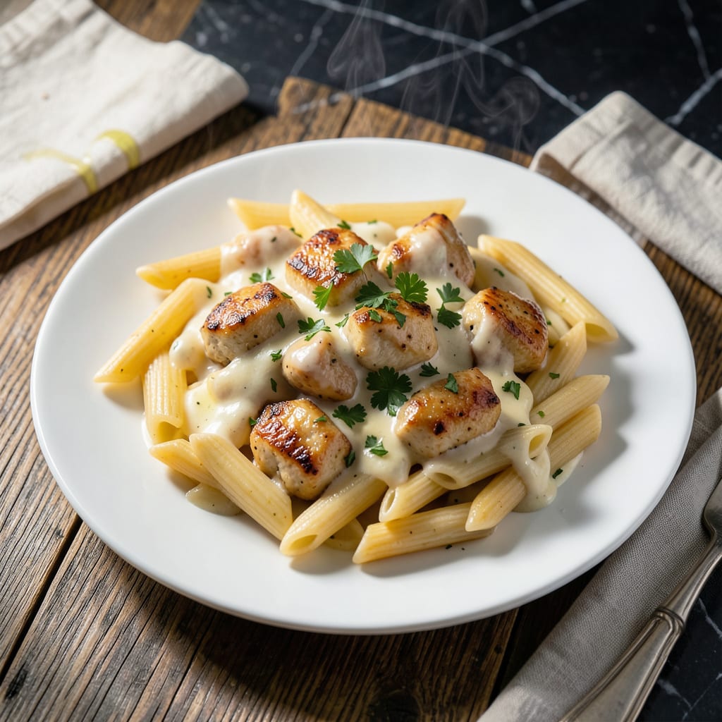 Complete Penne White Sauce Chicken Recipe: Garlicky Parmesan Indulgence overview image