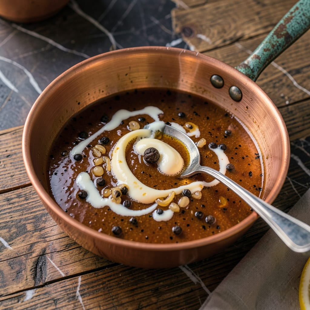 Visual representation of poivrade sauce recipe