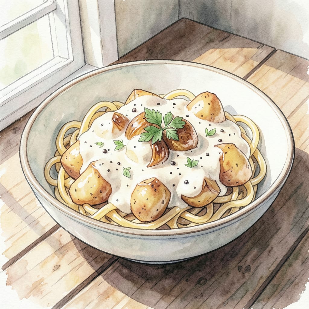 potato sauce recipe illustration with key details