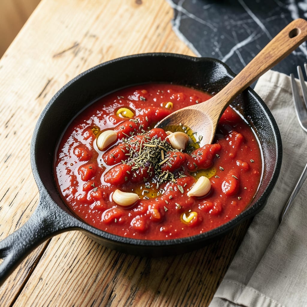 quick red sauce recipe illustration with key details