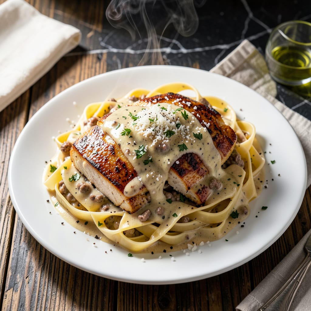 Visual representation of Ragu Alfredo Sauce Chicken Recipe: Creamy Pasta and Tender Chicken Unified