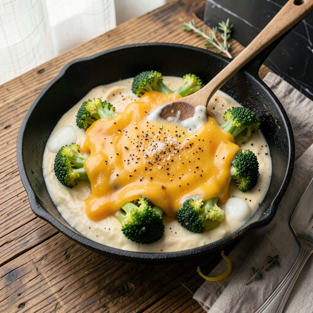 Comprehensive recipe for broccoli cheese sauce visual reference