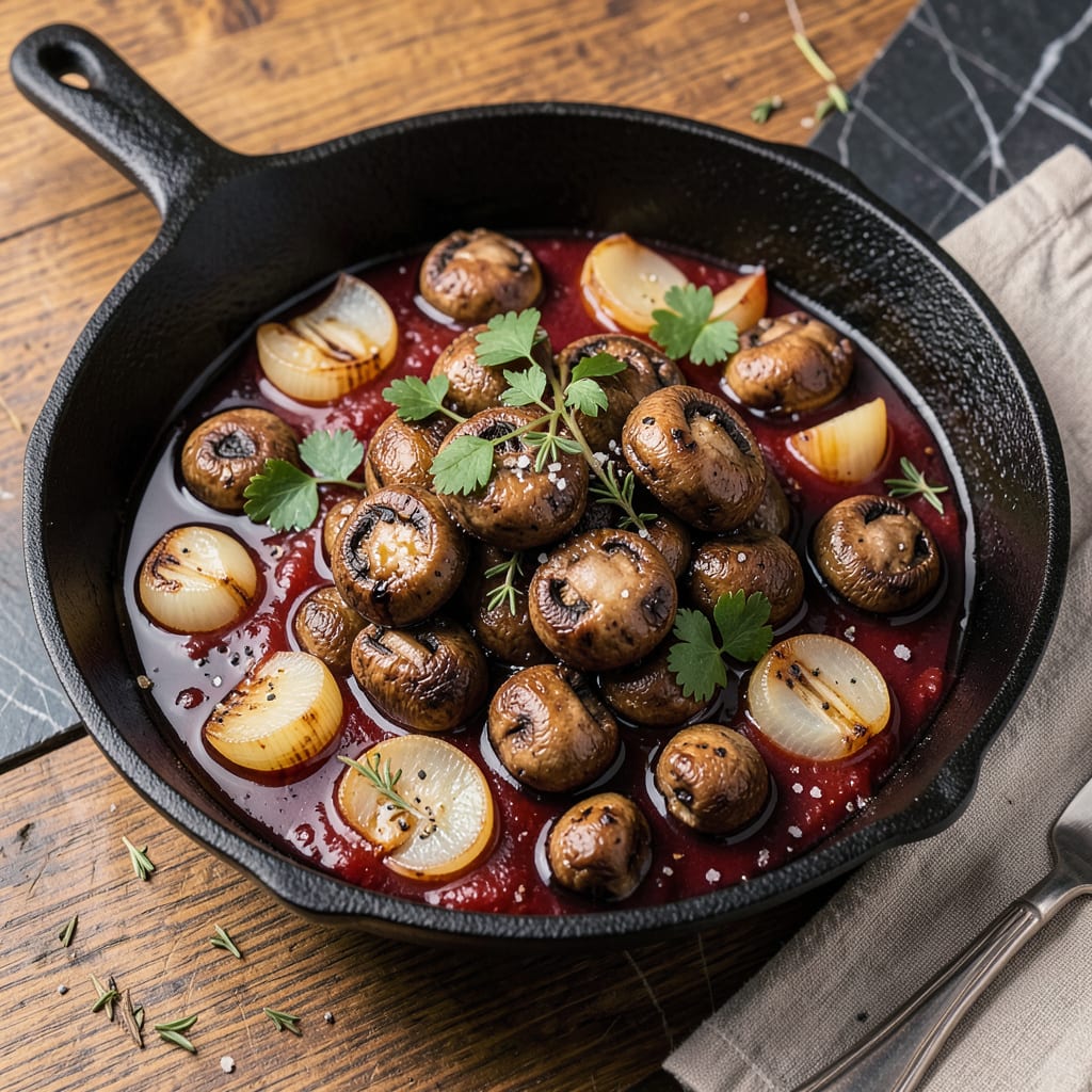 Recipe for Hunter Sauce: Rich Mushroom Wine Reduction for Steaks detailed visual guide