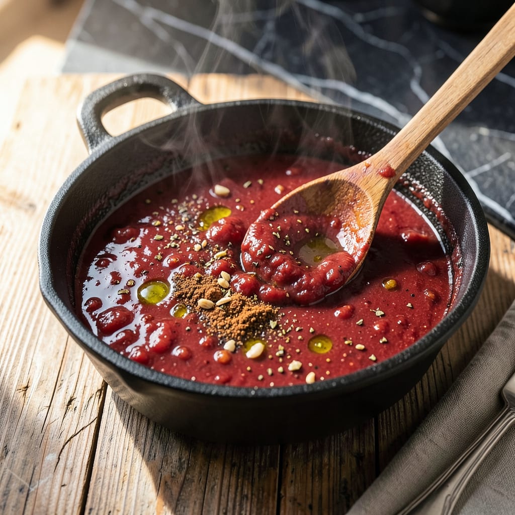Red Wet Burrito Sauce Recipe: Rich, Spicy Base for Smothered Burritos example with annotations