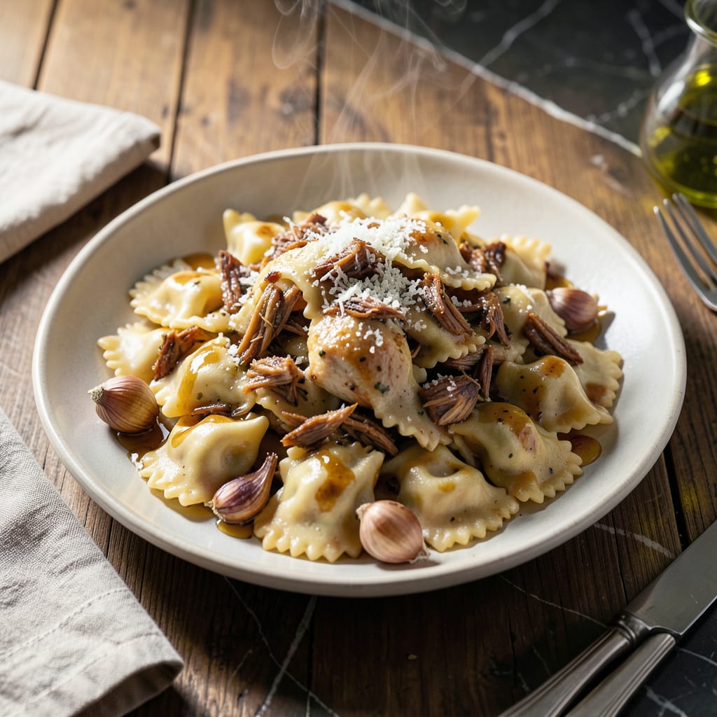Roast Chicken and Garlic Ravioli Sauce Recipe: Rich Creamy Base for Pasta Night detailed visual guide