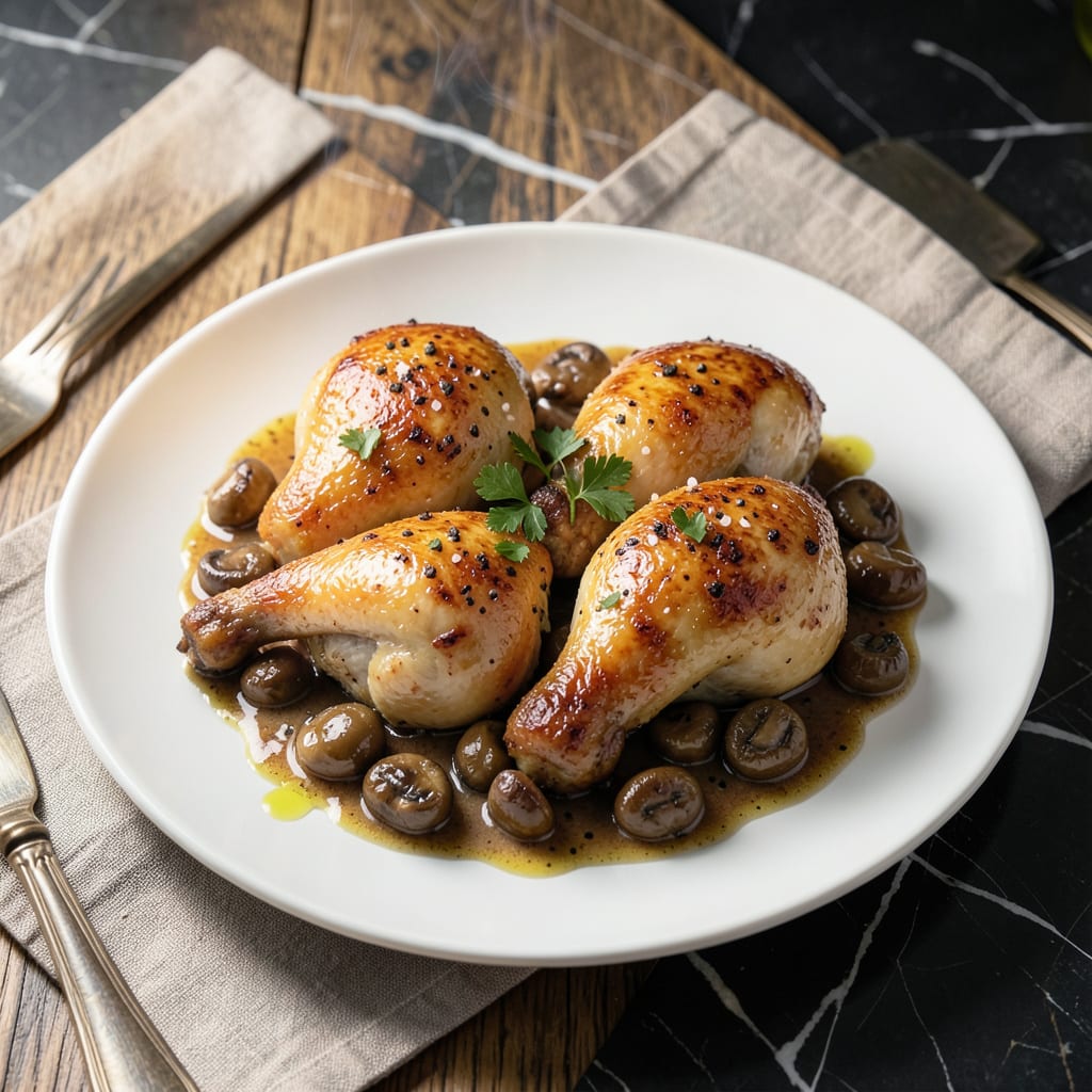 Roasted Chicken With Mushroom Sauce Recipe: Garlic Infused Velvety Finish example with annotations