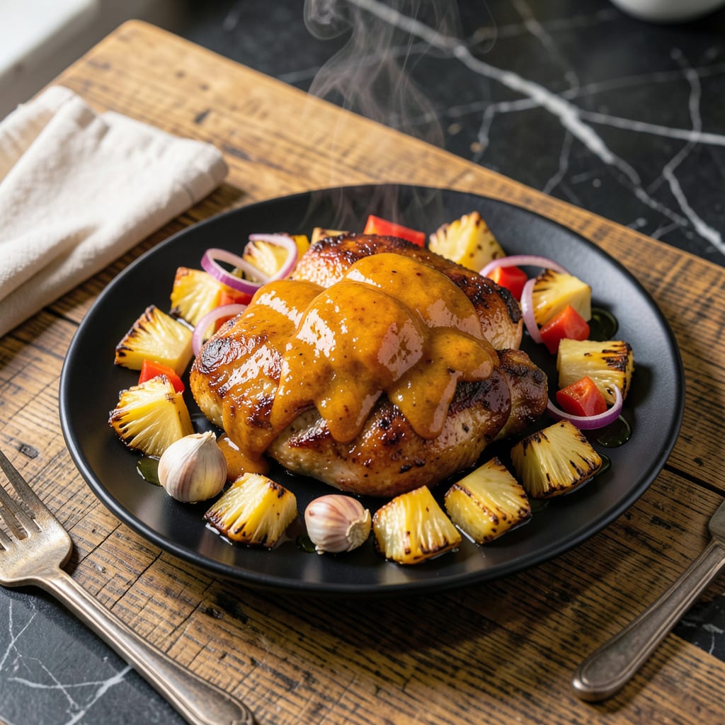 Visual representation of Roasted Pineapple and Habanero Sauce Chicken Recipe: Sweet Heat with Juicy Bites