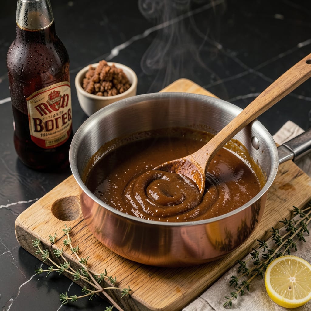 Root Beer BBQ Sauce Recipe: Sweet and Smoky Glaze for Grilling Season illustration with key details