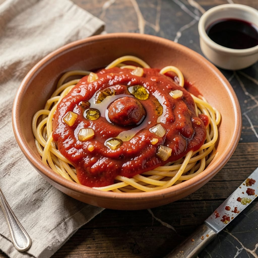 Visual representation of smooth spaghetti sauce recipe