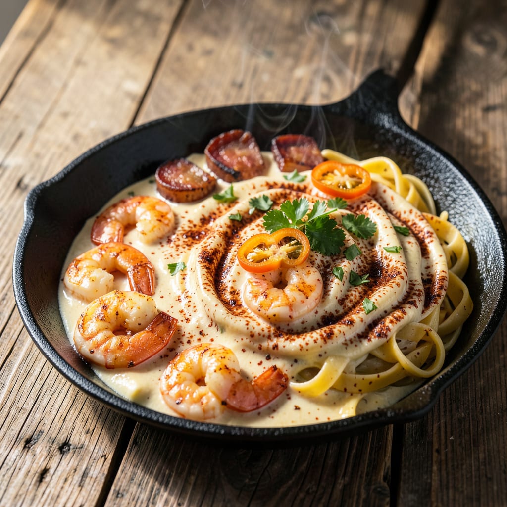 Spicy Cajun Alfredo Sauce Recipe: Creamy Heat for Pasta Night illustration with key details