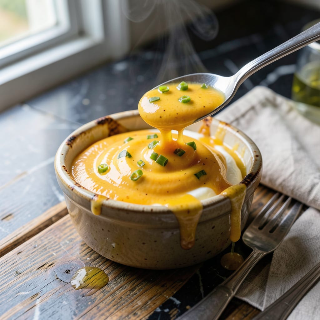 Taco John's Cheese Sauce Recipe: Queso Style Velvety Smoothness illustration with key details