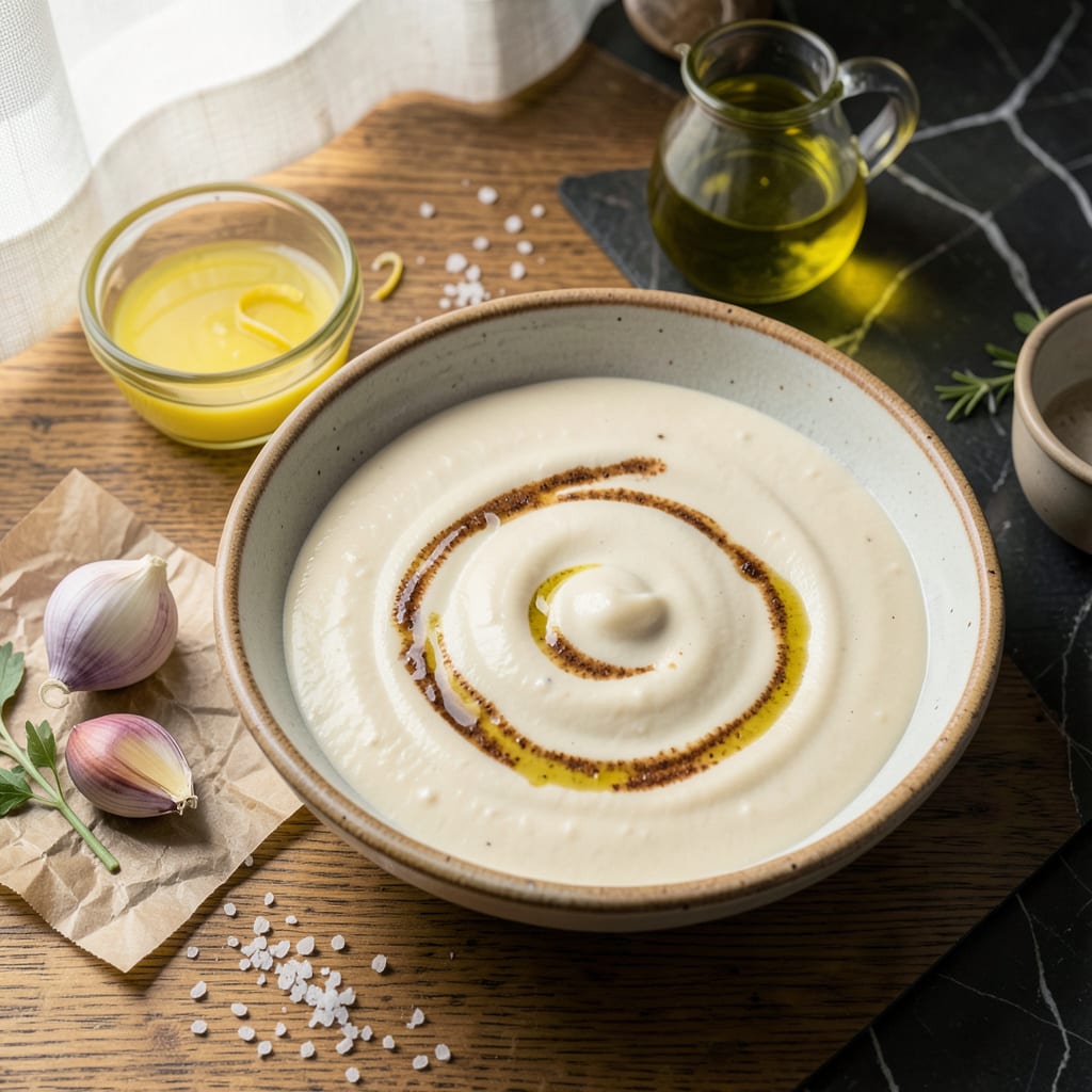 Visual representation of tahini sauce recipe