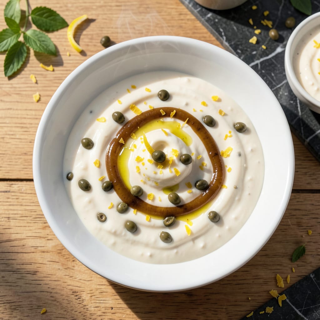 Tartar Sauce Recipe No Pickles: Creamy Lemon Caper Spread for Seafood illustration with key details