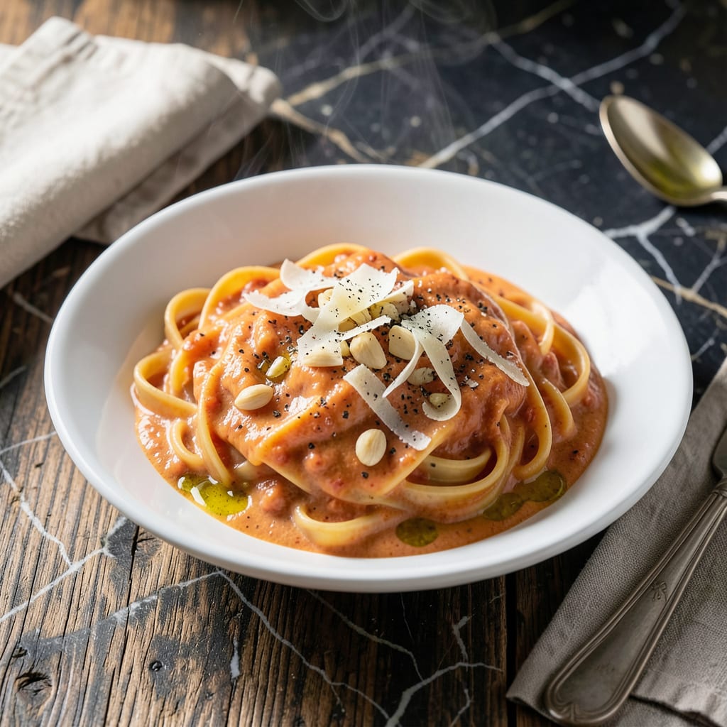 Tomato Alfredo Sauce Recipe: Creamy Tomato and Garlic Infusion illustration with key details