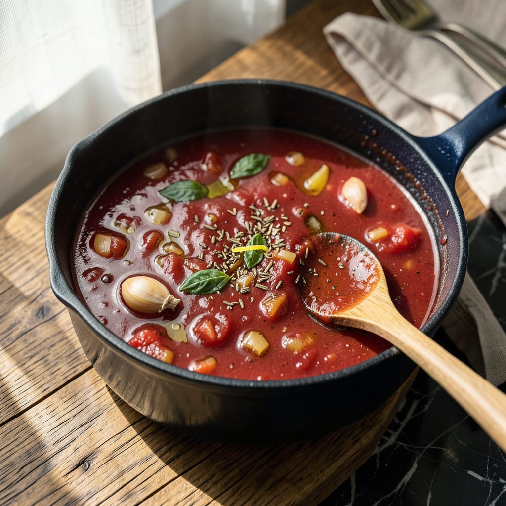Tomato Sauce Recipe: Rich, Simmered Depth for Pasta Night illustration with key details