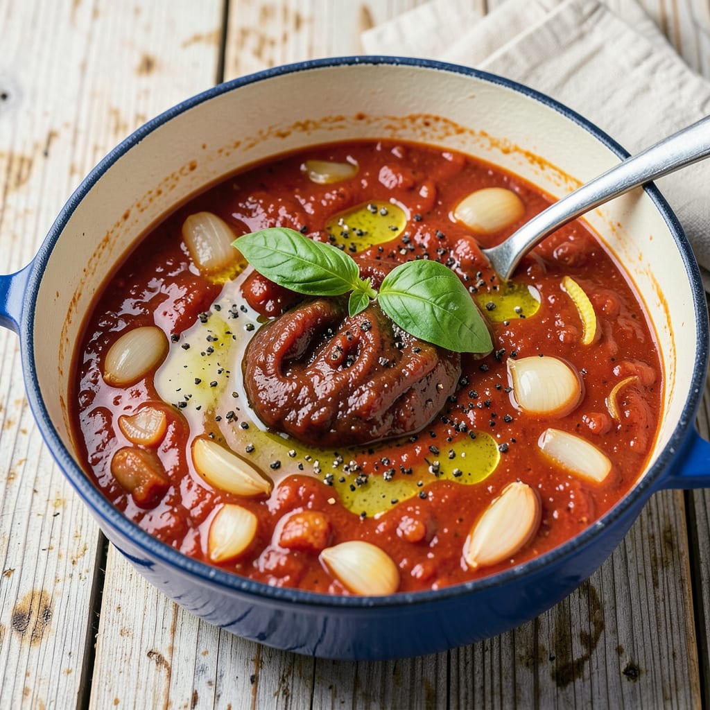 Vince's Spaghetti Sauce Recipe: Rich, Herb Infused Simmer for Pasta Night illustration with key details