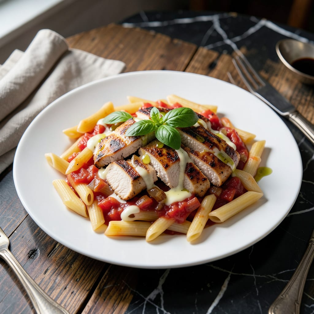 Visual representation of Vodka Sauce Chicken Pasta Recipe: Rich Tomato Cream Blend With Tender Chicken