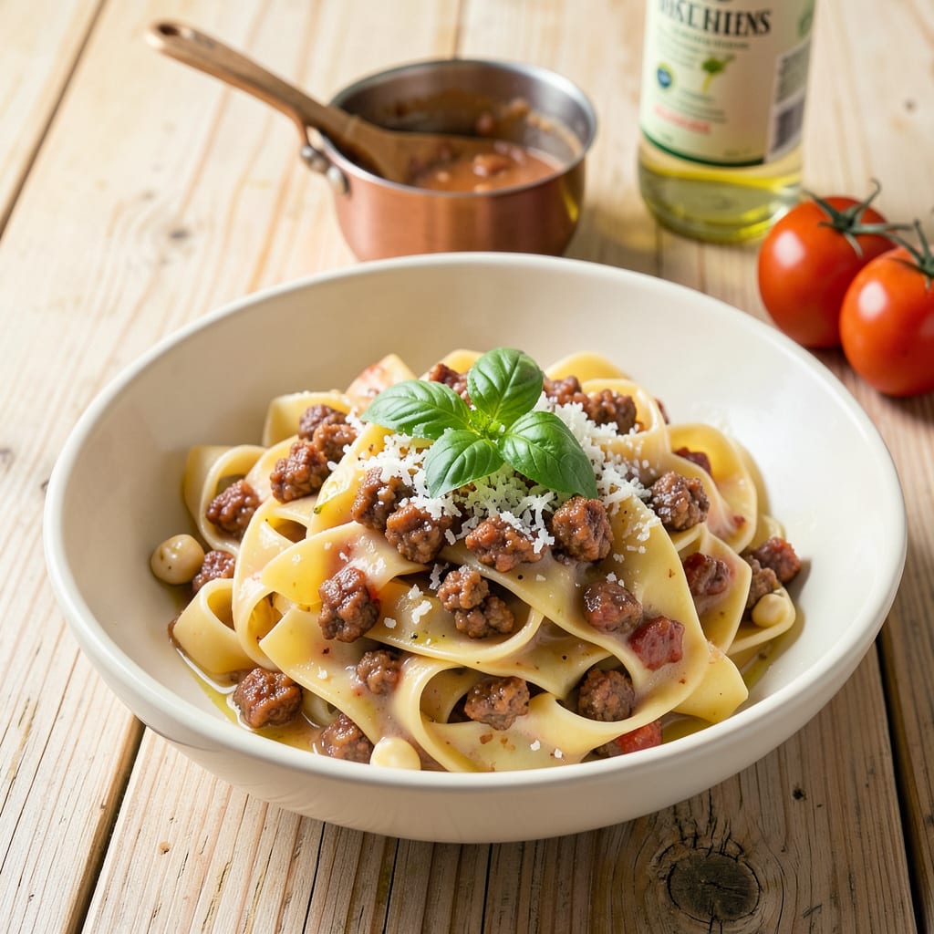Comprehensive vodka sauce recipe with meat visual reference