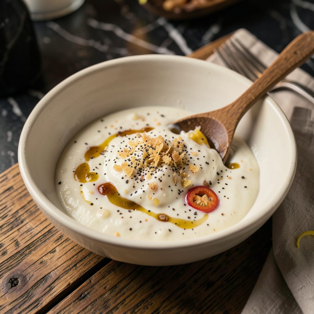 white rice sauce recipe example with annotations