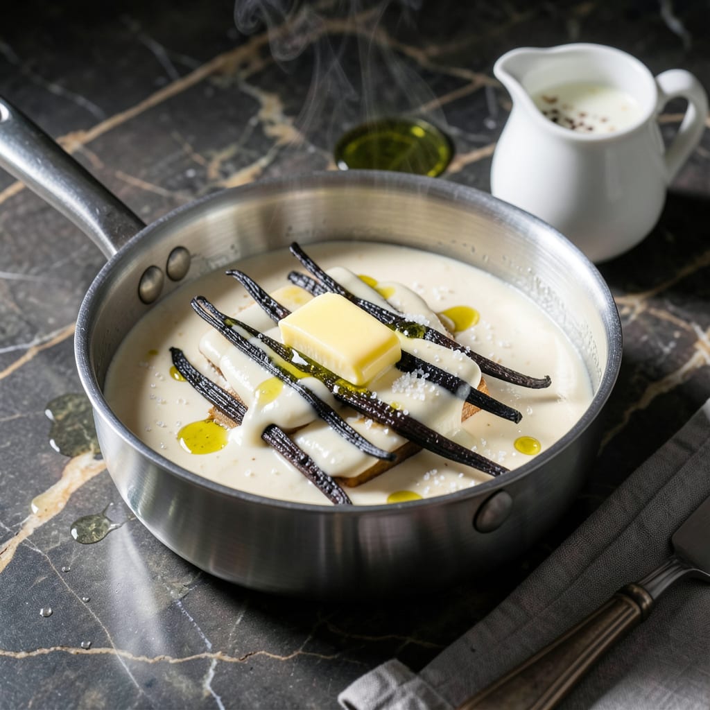 White Sauce Recipe Sweet: Velvety Vanilla Infused Dessert Base example with annotations