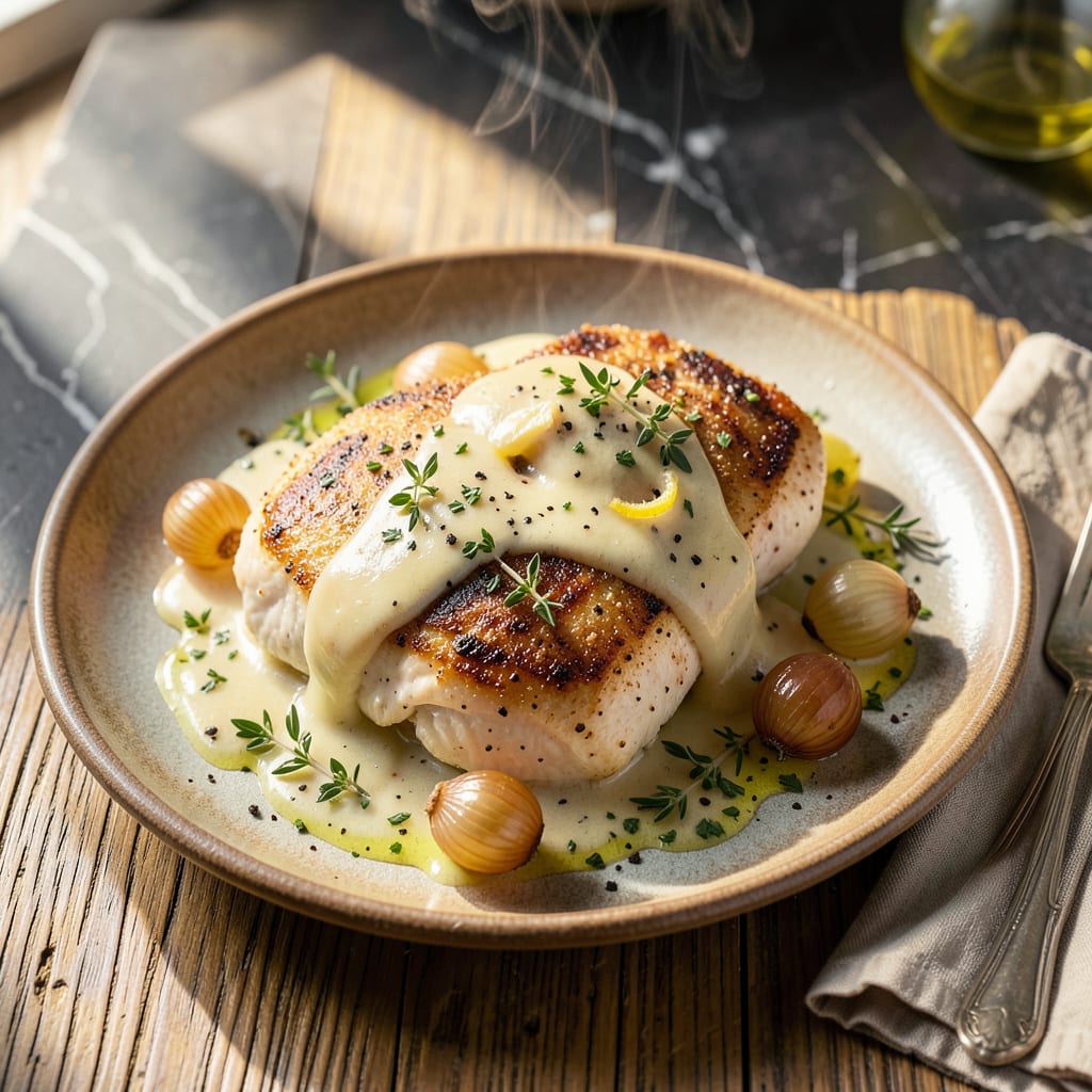 Visual representation of White Wine Sauce Chicken Recipe: Restaurant Quality Pan Seared Perfection