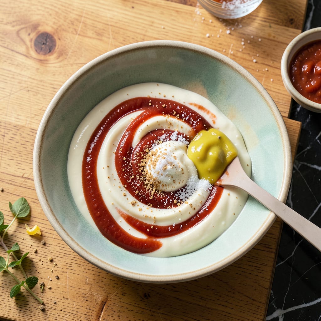 Visual representation of whopper sauce recipe