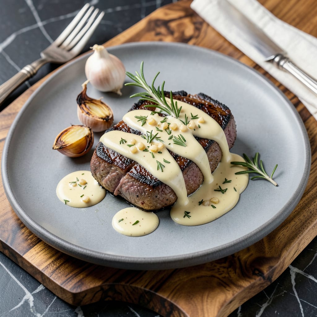 Visual representation of zip sauce recipe for steak